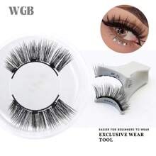 Lông mi nam châm 3 nam châm không cần kẻ mắt - Lông mi nam châm có thể tái sử dụng, trông tự nhiên Bộ lông mi giả 3D không cần keo kèm dụng cụ bôi, có thể tái sử dụng và chống thấm nước, không cần keo, dễ đeo - Mi tự nhiên - Xem 8