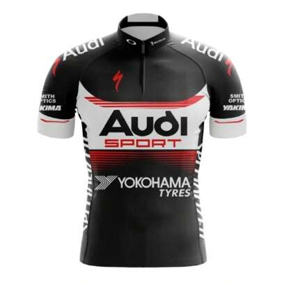 Camisa Infantil Kids Ciclismo Criança Audi Manga Curta Dryfit Proteção Uv