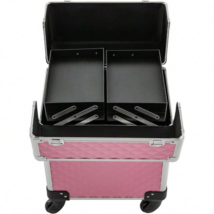 CNCEST LOYALHEARTDYBTG Rolling Makeup Train Case 4 Trays Cosmetology