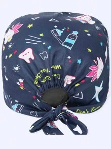 1 pièce Casquette de protection en polyester à motif dessin animé, convient pour dentaire, hôpital, infirmière pédiatrique, vétérinaire, chef, cheveux longs, unisexe, 4 saisons