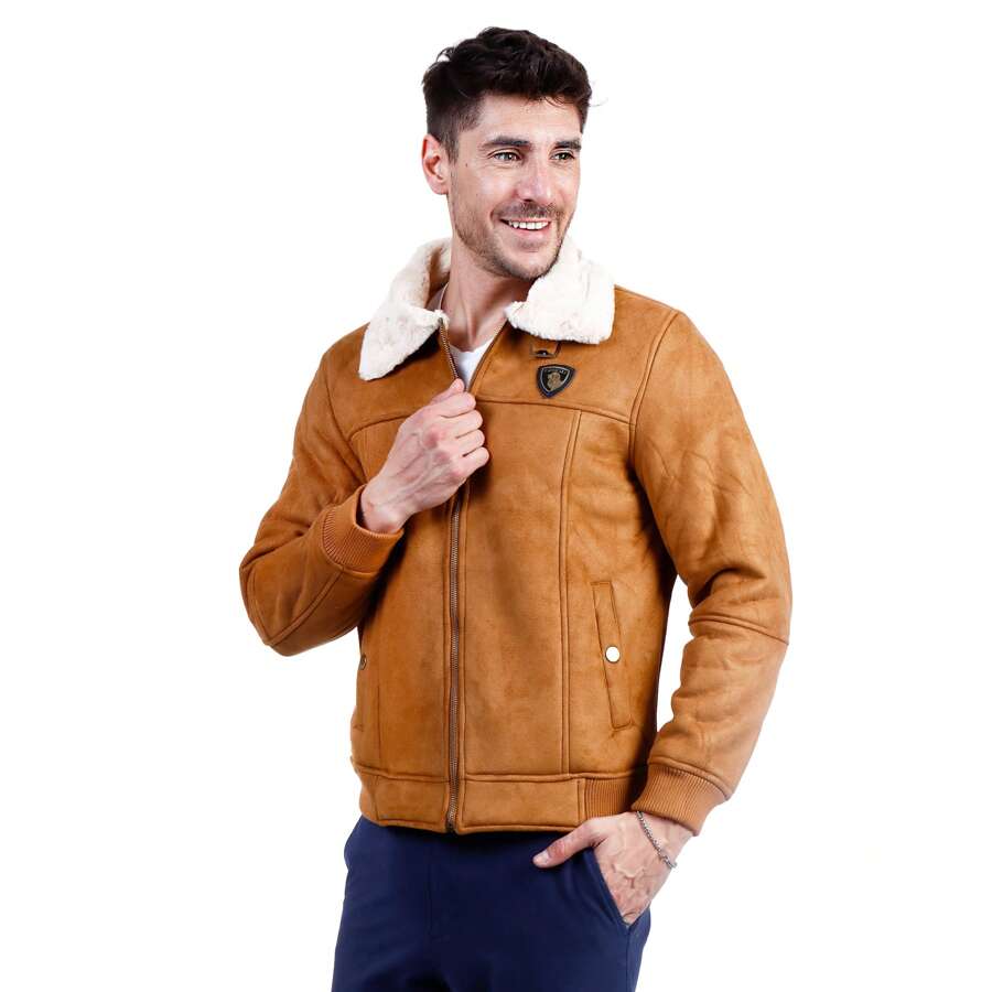 Chamarra Casual Piloto Aviadora Para Hombre Picadilly - Marrón - Ver 1