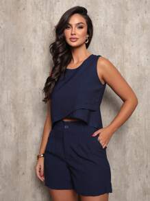 Women's Summer Fashion Set In Very Fresh Fabric - Azul Marino - Ver 3