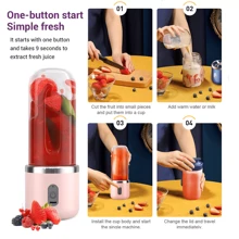 Multi-Functional Juice Cup  Blender Mixer,  Squeezer Press Machine Extractor Perfect For Vegetables, Fruits, And Milkshakes - Pink - View 9