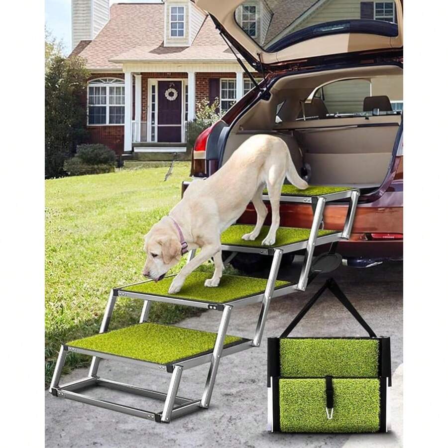 Car Ramp For Large Dogs, 4 Steps Portable Large Dog Steps For Car Truck