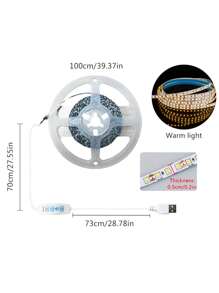 1pc/1m/2m/5m Adjustable Brightness Dual Color Temperature Self-Adhesive LED Light Strip, Multi-Functional Home Use For Wardrobe, Cabinet, Stairs, Indoor Decoration, Smart Light Rope, Bedroom, Living Room Ambient Lighting