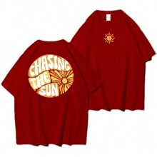 Shirt Basic T-Shirt "Chasing The Sun" - Maroon - View 1