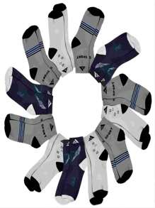 Kit 12 Pairs Men's Adult Long Sport Socks Random Delivery Sock - Nhiều màu - Xem 1