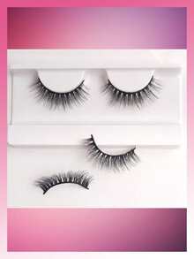 Asiteo 1 Pair 3D Effect Faux Mink Eyelashes, Natural & Soft For Everyday Wear - Black - View 5