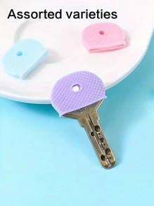 5pcs Pack Colorful Silicone Elastic Key Covers, Waterproof PVC Key Caps Identifiers, Random Colors