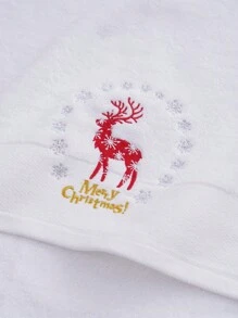 QIBHI 3/2/1件装圣诞毛绒浴巾/浴巾，驯鹿和圣诞卡车图案，吸水性强，柔软舒适，圣诞礼物及装饰浴巾，适用于美容院、酒店、运动场所、家居等，可作毛巾、护肤浴巾使用。 - 白色 - 查看 10