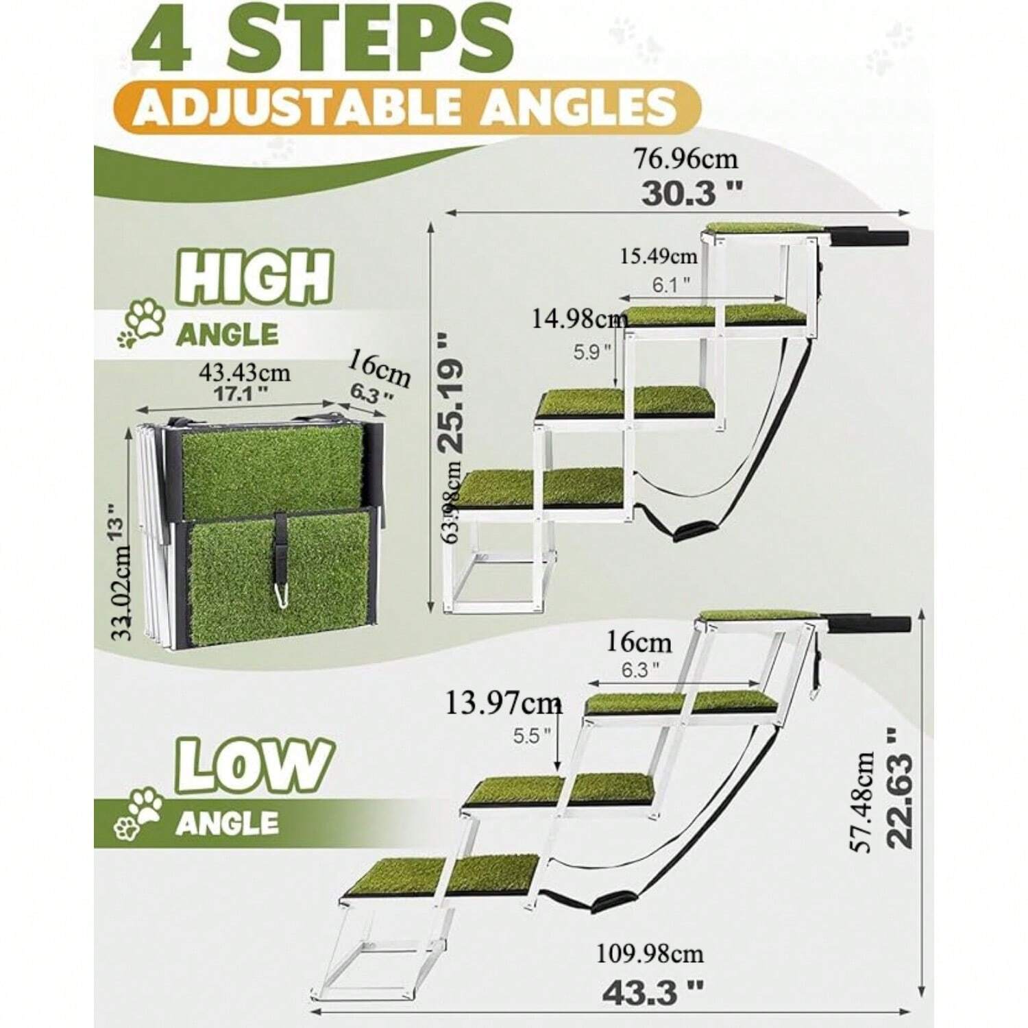 Car Ramp For Large Dogs, 4 Steps Portable Large Dog Steps For Car Truck