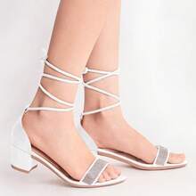 Women's Sandals Thick Heel Patent Leather Comfortable Fashion Promotion - 白色 - 查看 3
