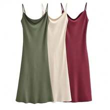 VESTIDO LARGO DE MUJER (MIDI) TALLA "M" - Verde militar - Ver 4