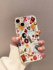 1 个草莓和靴子印花透明防震软手机壳适用于 Apple iPhone 15/15 Plus/15 Pro/15 Pro Max - 彩色 - 查看 2