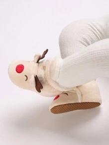 0-1 Years Old Infant Christmas Deer Design Winter Shoes, Winter Warm Booties, Soft Bottom First Walking Shoes, Comfortable Casual