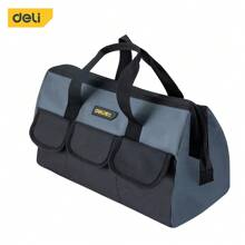 Deli 16'' Blue Wide-Mouth Tool Bag, Durable Oxford Fabric, 5 Pockets, Contractors Trades Or DIY Enthusiasts, Blue Storage