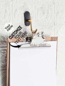 1pc Customizable Logo Stainless Steel File Folder Clip, Metal Triangle Shaped Stationery Clips, Large Memo Board Clip, Suitable For School, Office And Commercial Use Back To School,Back To School,School Supplies