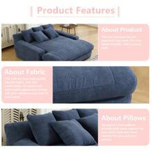 Chenille 2-Seater Lazy Sofa With 5 Back Pillows,Comfy Sofa- Deep Seat Couch For Living Room,Club - Màu xanh hải quân - Xem 4