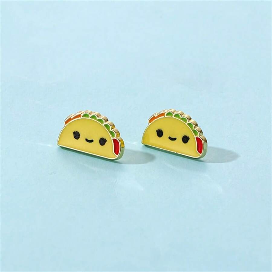 Cute Taco Earrings Enamel Daily Jewelry Gift For Friends Fashion Refinement - Yellow - View 1