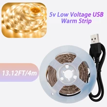 1 Stück LED Lichtstreifen warmweiß, abschneidbar, USB-betrieben, 5V Spannung, geeignet für Schlafzimmerbeleuchtung, TV-Hintergrundbeleuchtung, Ambiente-Beleuchtung
