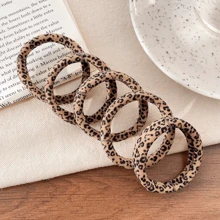 5pcs/10pcs Simple High Elasticity Textured Hair Ties, Versatile Hair Scrunchies For All Seasons Ponytail Holders, Hair Bobbles ,Animal Print