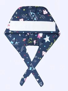 1 pièce Casquette de protection en polyester à motif dessin animé, convient pour dentaire, hôpital, infirmière pédiatrique, vétérinaire, chef, cheveux longs, unisexe, 4 saisons