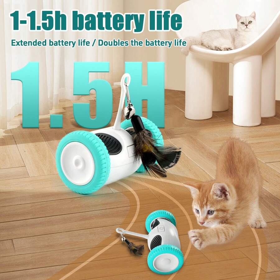 Cat Toys, Indoor Electric Feather Cat Chaser With Bells & Flashing