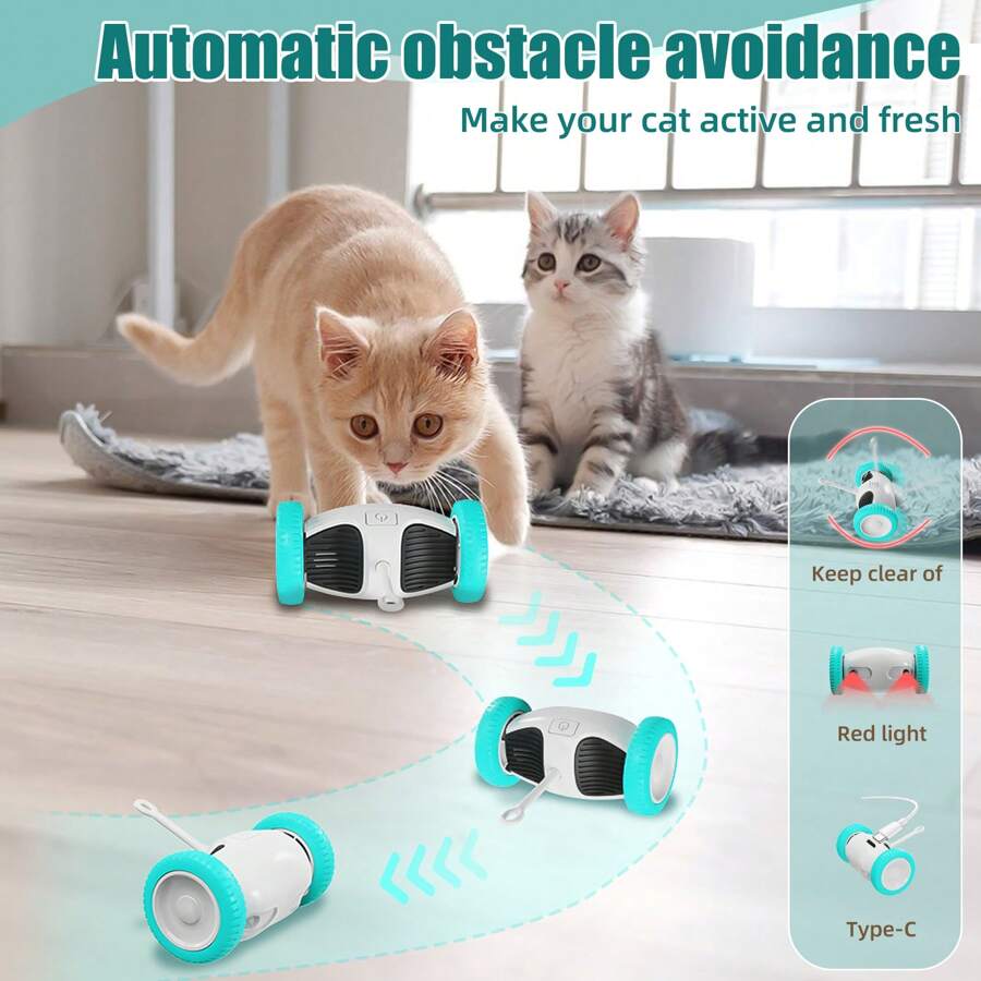 Cat Toys, Indoor Electric Feather Cat Chaser With Bells & Flashing