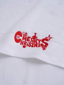 QIBHI 1件套圣诞花卉雪花鹿图案毛巾套装，含圣诞帽和雪人装饰，圣诞礼物和派对用品，家居浴室装饰浴巾，适用于美容院、酒店、运动场所、家居必备，毛巾，护肤浴巾 - 白色 - 查看 11