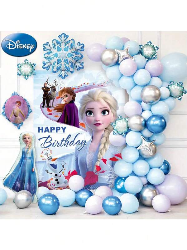 Disney 52 Stücke Ballonset "Die Eiskönigin – Prinzessin" mit Cartoon-Motiv, Szenenbild, Geburtstags-, Hochzeits- und Feiertagsdekoration, Fotohintergrund, Verkleidungs-Requisiten, Atmosphäre, Backornamente, Geschenk für Freunde und Familie