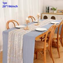 1/2pcs 28*120/196 Inch Silver Sheer Chiffon Table Runner, Metallic Foil Glitter, Silver Party Table Decor Center Piece, Suitable For Boho Chic Table Runner, Gifts For Birthday, Bridal Shower, Party, Christmas Dining Table Decoration (Multiple Colors Available)