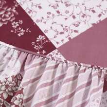 3pcs Floral Printed Washed Bedding Set[1 Fitted Sheet + 2 Pillowcases],No Comforter. [Random Pillowcase Color]. Without Filling. Soft & Comfortable. Suitable For Bedroom, Hotel, Dormitory, School, Homestay.