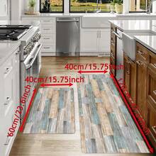 1 件装浅色木纹印花地垫，柔软厚实厨房垫，防滑防油地毯，防水门垫，吸水地毯，适用于厨房、客厅、洗衣房、浴室，多种尺寸可选，家居装饰 - 彩色 - 查看 3