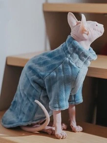 1 件 Sphinx Cat 高领毛衣，柔软珊瑚羊毛猫衣服，厚冬季保暖外套，无毛猫和小狗无袖衣服（S（3-5 磅），M（6 磅以下），L（8 磅以下），粉色，黄色，蓝色） - 彩色 - 查看 16