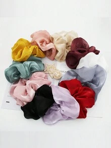 全新 高弹力纯色大号发圈 发带 女士简约优雅马尾发带配饰 - 彩色 - 查看 1