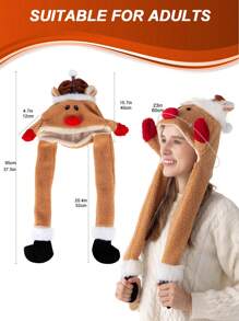 1 szt. Zabawny renifer interaktywny wyskakujący świąteczny kapelusz z rękami huśtającymi się świątecznymi czapkami, machającymi świątecznymi czapkami imprezowymi dla dorosłych nastolatków, świąteczne słodkie prezenty, wystrój domu, dekoracje świąteczne, wystrój pokoju zimowego