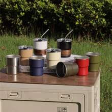 10oz New Fashion Outdoor Camping Tumbler Single Layer Step Cup Water Mug Tea Coffee Cup With Lid And Straw Portable Handhold Cup, 1pc, ,Ornamental,Reusable,Multi-Functional,Easy To Clean,Stylish,Exquisite,High-Quality,Custom,Personalized,Unique,Ideal Gifts For Him,Ideal Gifts For Her,Her,Boyfriend,Girlfriend,Dad,Mom,Family,Friends,Son,Daughter,School Students,Workers,Kids,Office,Tea Room,School,Home