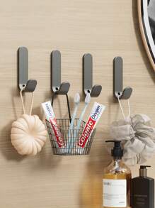 5pcs/10pcs Strong Adhesive Hooks, Wall Mounted Hooks For Bathroom Towel, Clothes Hanger, No Drill Required, Sticky Wall Hooks For Bathroom, Kitchen