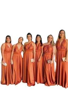 Party Dress Wedding Bridesmaid Graduation Multiforms - Burnt Orange - View 2