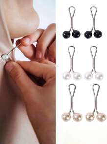 6 Stücke/Set Muslimischer Hijab Schal Clips, Perlendekor Hijab Nadel Accessoires