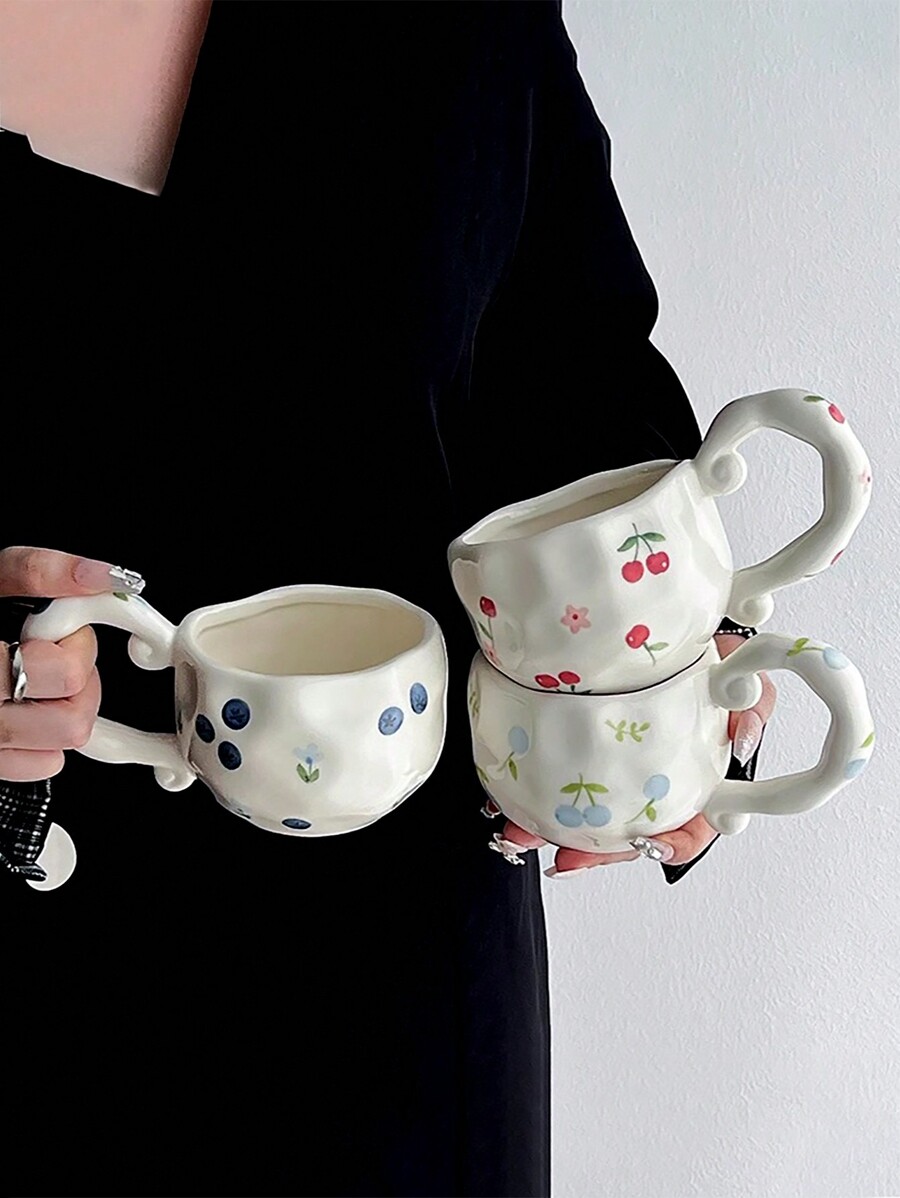 1pc Nordic Style HandPinched Strawberry Ceramic Cup, HighQuality