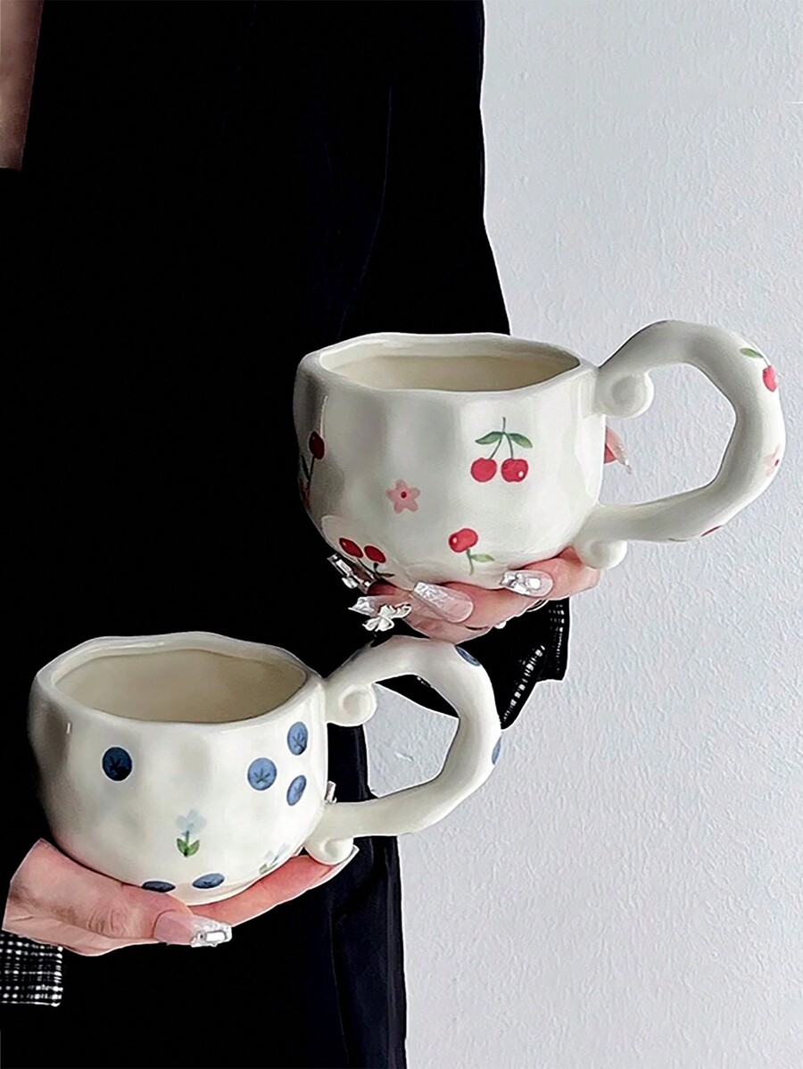 1pc Nordic Style HandPinched Strawberry Ceramic Cup, HighQuality