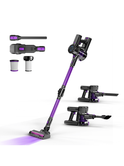 TEXOUS Piece Cordless Stofzuiger Cleaner 250W 22000Pa Cell Battery, 40min Working Time, 2.6KG Lightweight, Layer Filtration System, 0.7L Dust Bin, Gears Suction, Data Display, Folding Extension Tube, In Accessories, Low Voice, Portable held Stick Home Carpets Vloer Desktop Curtain Corner Pet Hair view 2