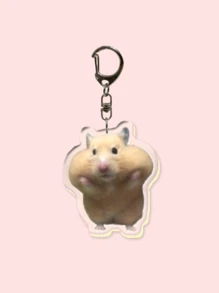 1pc/6pcs Cute Hamster Expression Acrylic Keychain, With Sweet Potato & Bow Hamster Print Rodent Pendant, Backpack Charm, Gift For Hamster Lovers - Multicolor - View 14