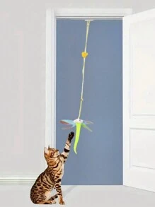 随机毛毛虫设计猫玩具，可自由附着供猫追逐，猫自娱玩具，室内玩具，小猫互动玩具，宠物玩具（产品由人造羽毛制成）