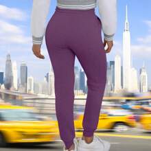 JOGGER AFELPADO LISO CASUAL CON BOLSAS IDEAL PARA TODO TIPO DE ACTIVIDAD     (F1B) - Morado - Ver 3