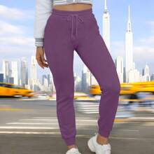 JOGGER AFELPADO LISO CASUAL CON BOLSAS IDEAL PARA TODO TIPO DE ACTIVIDAD     (F1B) - Morado - Ver 2