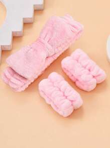 3入組蝴蝶結裝飾毛茸茸沐浴髮帶 - 黑色 - 查看 13