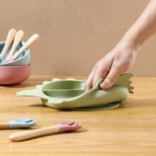 Dinosaur Shaped Plate With Suction Cup, Feeding Tableware For Infants & Toddlers