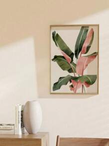 1pc Modern Pink Banana Leaf Canvas Art Print - Unframed Tropical Plant Wall Decor For Living Room, Bedroom, Home Office - Vibrant Indoor/Outdoor Poster